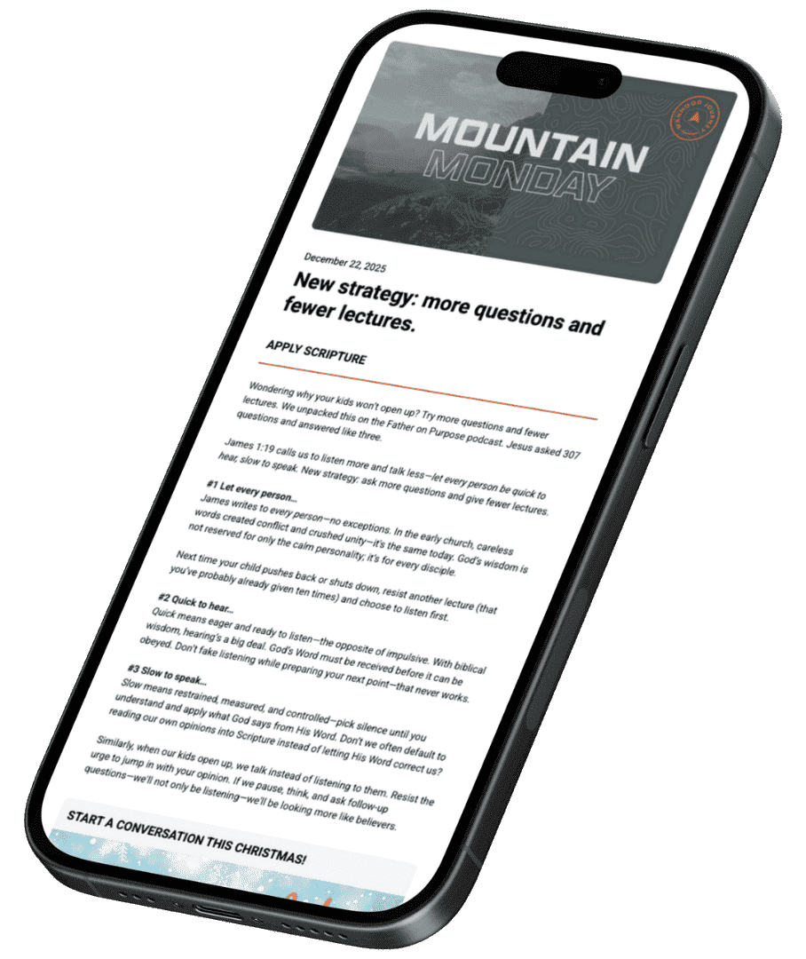 phone displaying mountain monday newsletter for dads