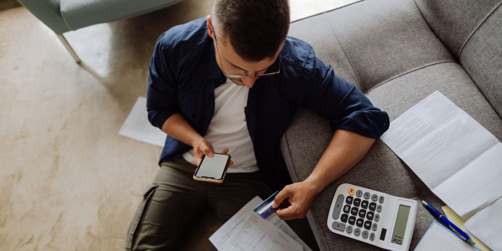 Dad working through his bills.
